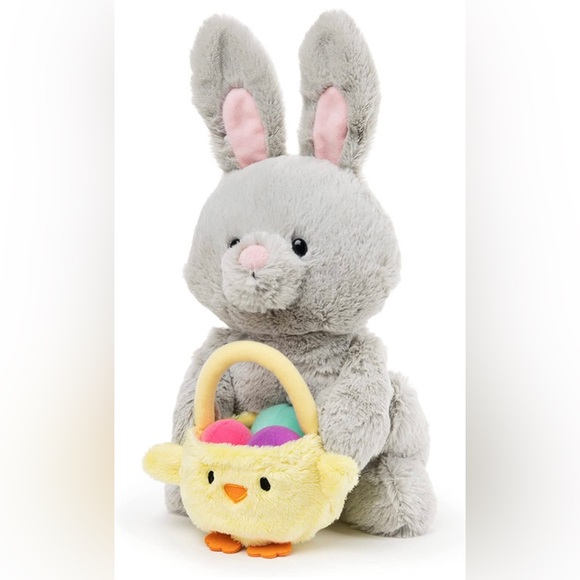 2 GUND Amazon Exclusive Easter Bunny with Basket, Gray, 10" - Picture 3 of 6